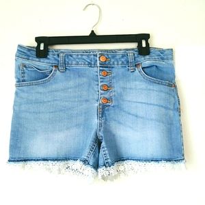 Cat & Jack blue jean denim crochet trim shorts